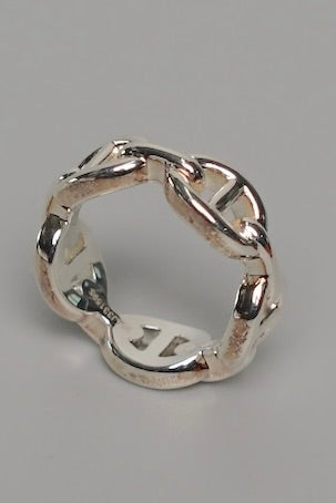 Hermes Chaine d'Ancre Enchainee Ring, Small Model in Silver Size 48 (Brand New)