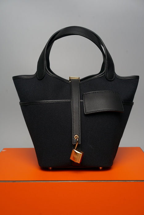 Hermes Cargo Picotin 18 in Noir Ghw (Brand New)