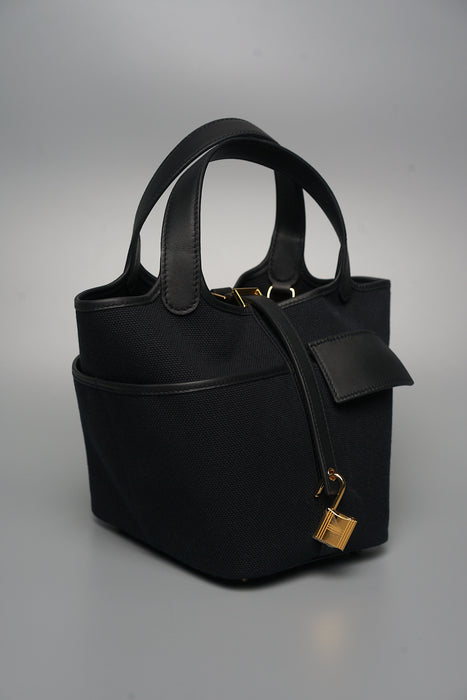 Hermes Cargo Picotin 18 in Noir Ghw (Brand New)