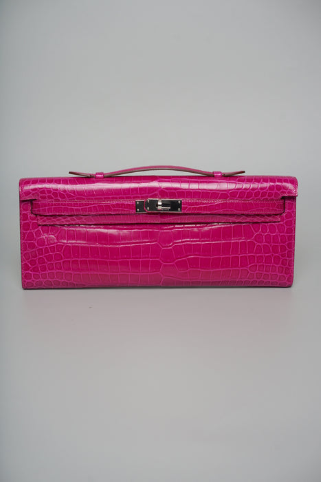 Hermes Kelly Cut in Rose Scheherazade Shiny Porosus Phw