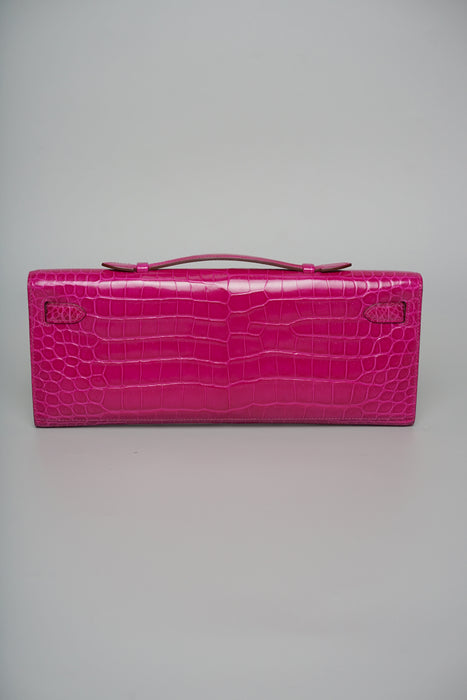 Hermes Kelly Cut in Rose Scheherazade Shiny Porosus Phw