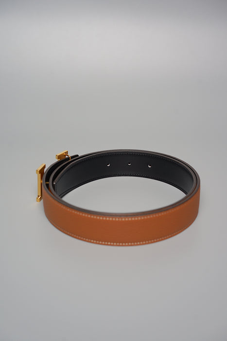 Hermes H Reversible Belt in Gold/Noir Ghw Size 85 (Brand New)