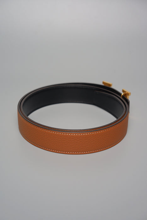 Hermes H Reversible Belt in Gold/Noir Ghw Size 85 (Brand New)