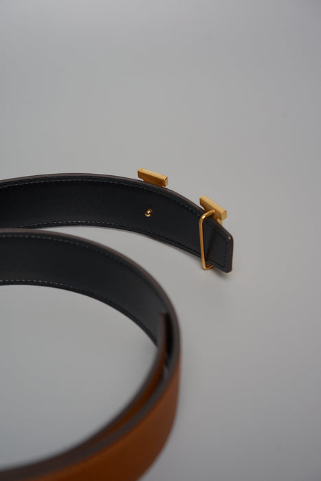 Hermes H Reversible Belt in Gold/Noir Ghw Size 85 (Brand New)