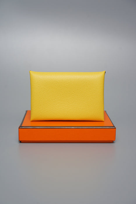 Hermes Calvi Cardholder in Jaune De Naples Phw (Brand New)