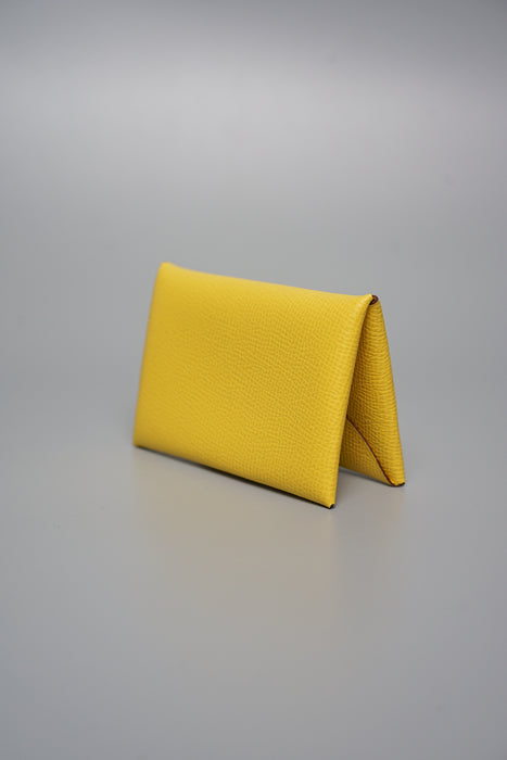 Hermes Calvi Cardholder in Jaune De Naples Phw (Brand New)