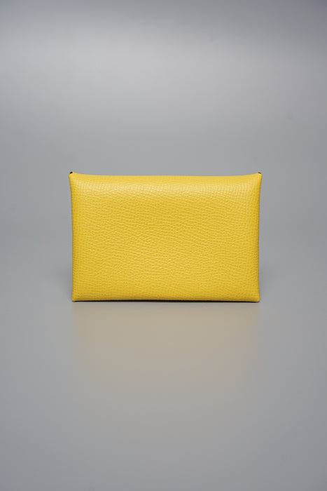 Hermes Calvi Cardholder in Jaune De Naples Phw (Brand New)