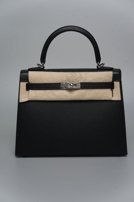 Hermes Kelly II Sellier 25 in Noir Phw (Brand New)