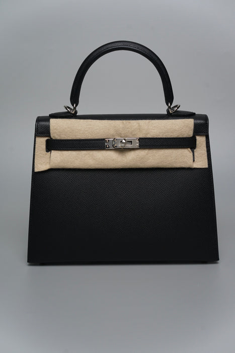 Hermes Kelly II Sellier 25 in Noir Phw (Brand New)