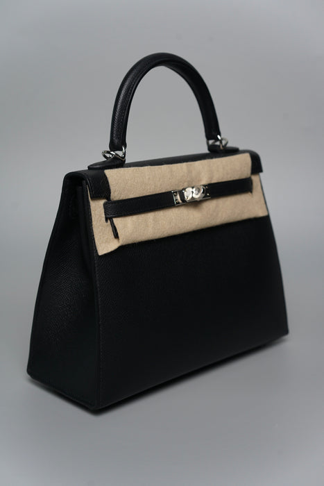 Hermes Kelly II Sellier 25 in Noir Phw (Brand New)