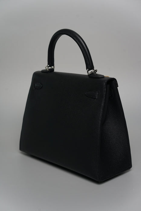 Hermes Kelly II Sellier 25 in Noir Phw (Brand New)