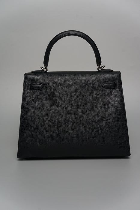 Hermes Kelly II Sellier 25 in Noir Phw (Brand New)