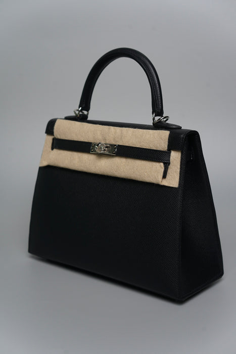 Hermes Kelly II Sellier 25 in Noir Phw (Brand New)