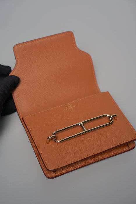 Hermes Roulis Slim Wallet Verso in Gold/Vert Fizz Pmb (Brand New)