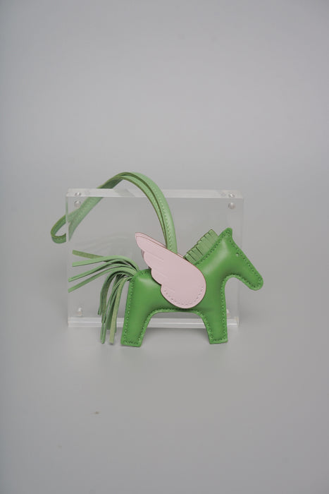 Hermes Rodeo Pegase PM Charm in Vert yucca/Vert criquet/Mauve pale