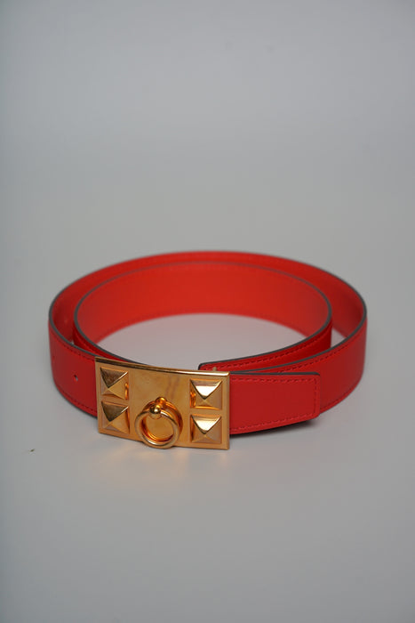 Hermes Reversible Collier de Chien Belt in Rose, Size 80