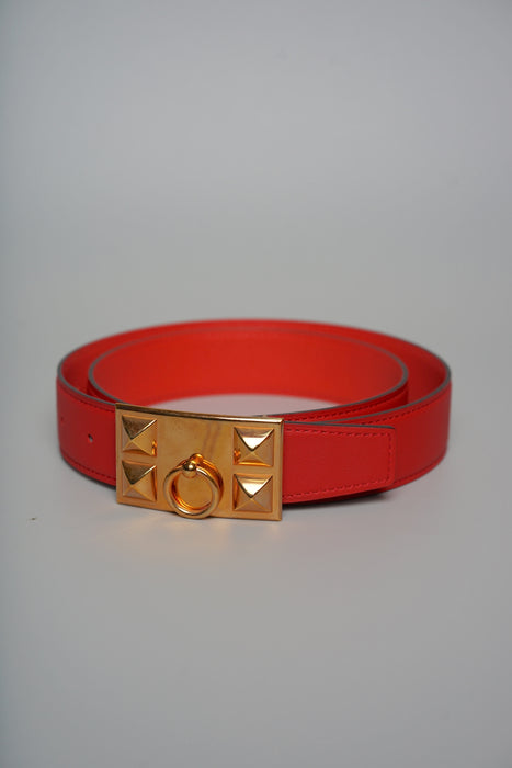 Hermes Reversible Collier de Chien Belt in Rose, Size 80