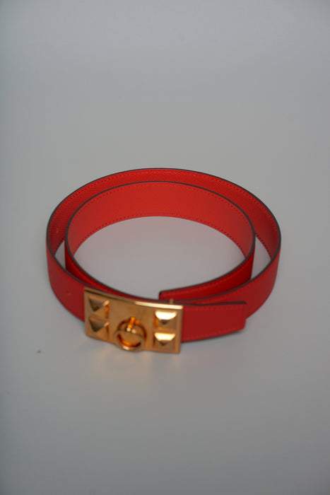 Hermes Reversible Collier de Chien Belt in Rose, Size 80