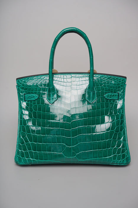 Hermes Birkin 30 in Vert Emerald Shiny Alligator Phw