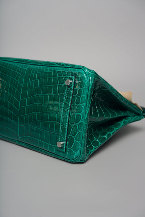 Hermes Birkin 30 in Vert Emerald Shiny Alligator Phw