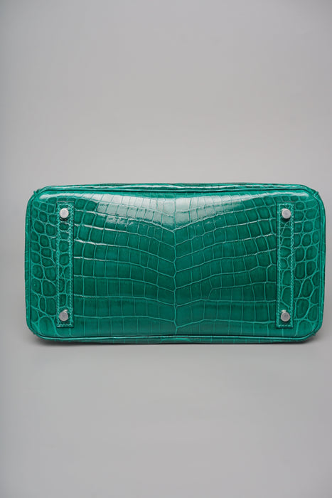 Hermes Birkin 30 in Vert Emerald Shiny Alligator Phw