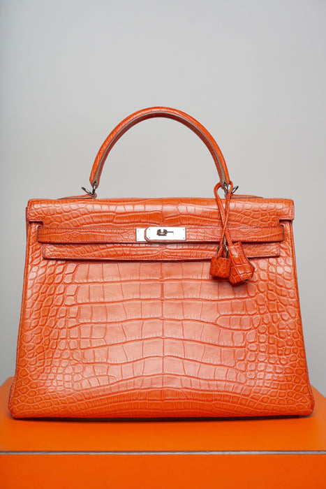 Hermes Kelly 35 in Sanguine Matte Alligator Phw