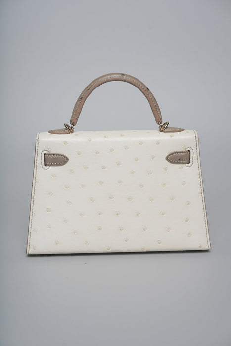 Hermes HSS Kelly 20 in Beton x Gris Ostrich Permabrass (Brand New)