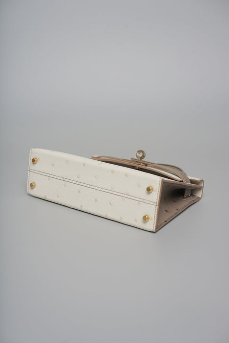 Hermes HSS Kelly 20 in Beton x Gris Ostrich Permabrass (Brand New)