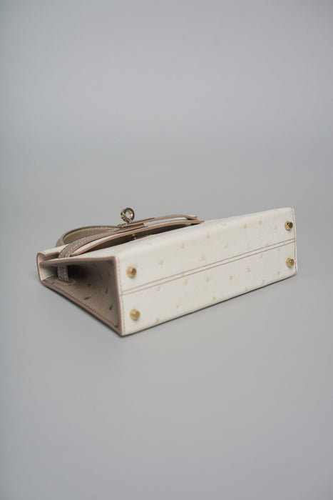 Hermes HSS Kelly 20 in Beton x Gris Ostrich Permabrass (Brand New)