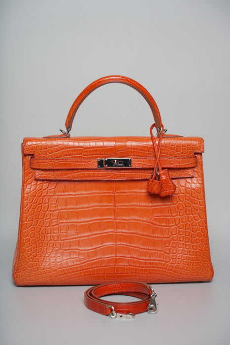 Hermes Kelly 35 in Sanguine Matte Alligator Phw