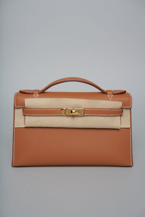 Hermes Kelly Pochette in Gold Swift Ghw (Brand New)