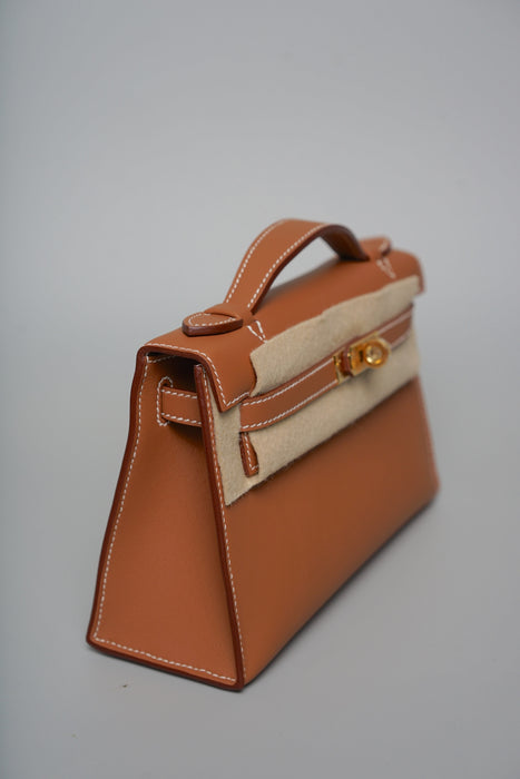 Hermes Kelly Pochette in Gold Swift Ghw (Brand New)