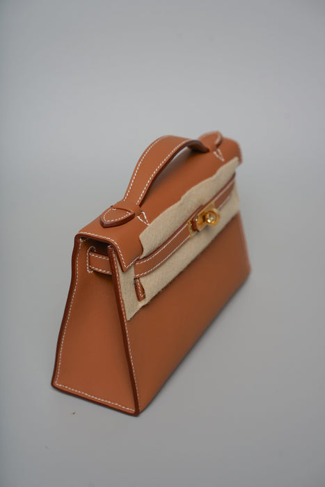 Hermes Kelly Pochette in Gold Swift Ghw (Brand New)