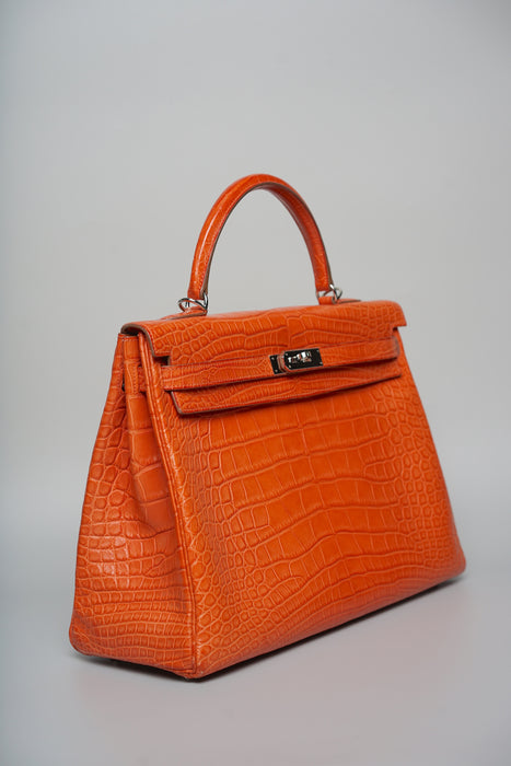 Hermes Kelly 35 in Sanguine Matte Alligator Phw