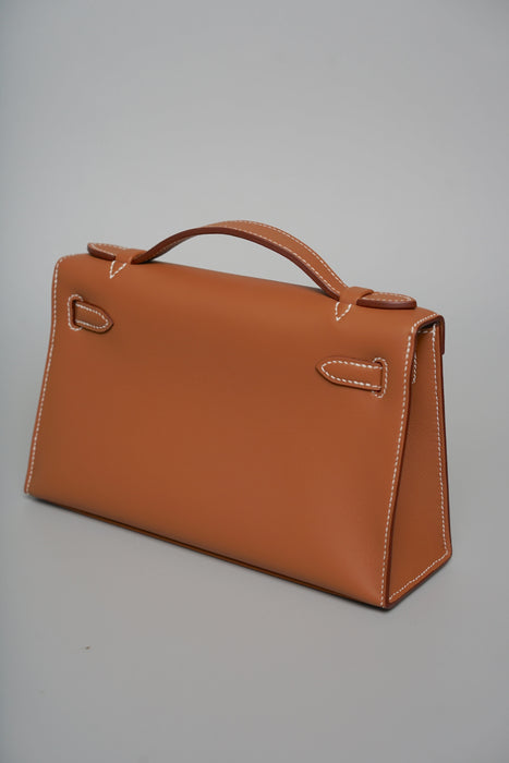Hermes Kelly Pochette in Gold Swift Ghw (Brand New)