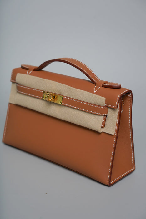 Hermes Kelly Pochette in Gold Swift Ghw (Brand New)