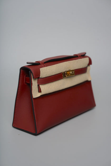 Hermes Kelly Pochette in Rouge H Swift Ghw (Brand New)