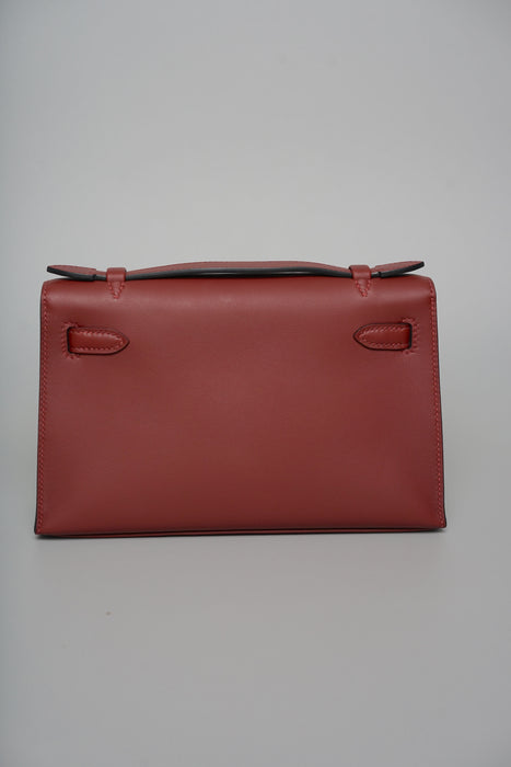 Hermes Kelly Pochette in Rouge H Swift Ghw (Brand New)