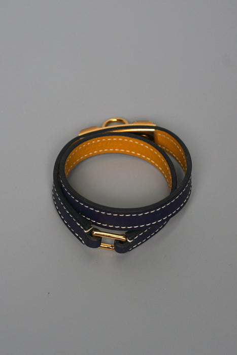 Hermes Rivale Double Tour in Blue Ghw Size T2