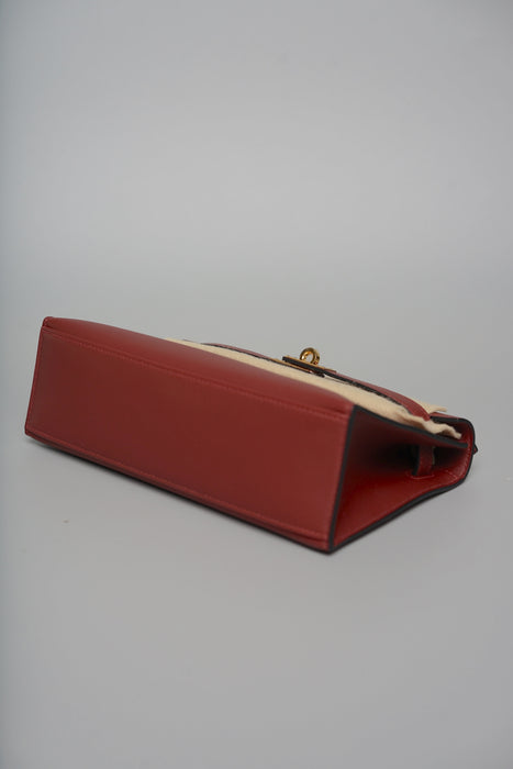 Hermes Kelly Pochette in Rouge H Swift Ghw (Brand New)