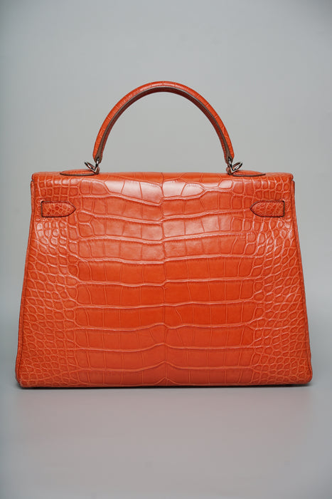 Hermes Kelly 35 in Sanguine Matte Alligator Phw