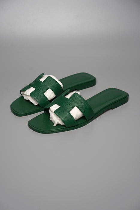 Hermes Oran Sandals in Green Size 38 (Brand New)