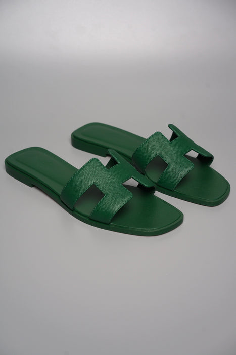 Hermes Oran Sandals in Green Size 38 (Brand New)