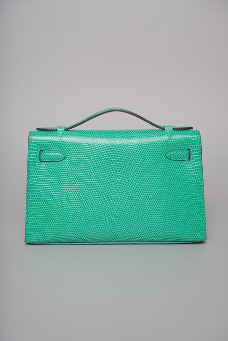 Hermes Kelly Pochette in Menthe Lizard Ghw (Brand New)