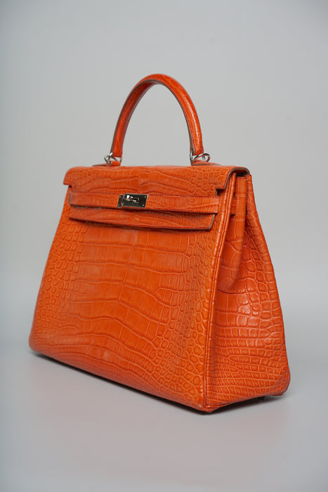 Hermes Kelly 35 in Sanguine Matte Alligator Phw