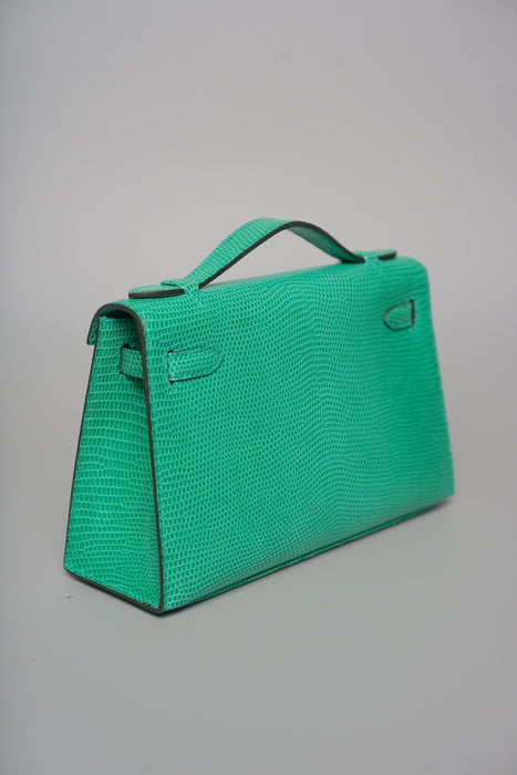 Hermes Kelly Pochette in Menthe Lizard Ghw (Brand New)