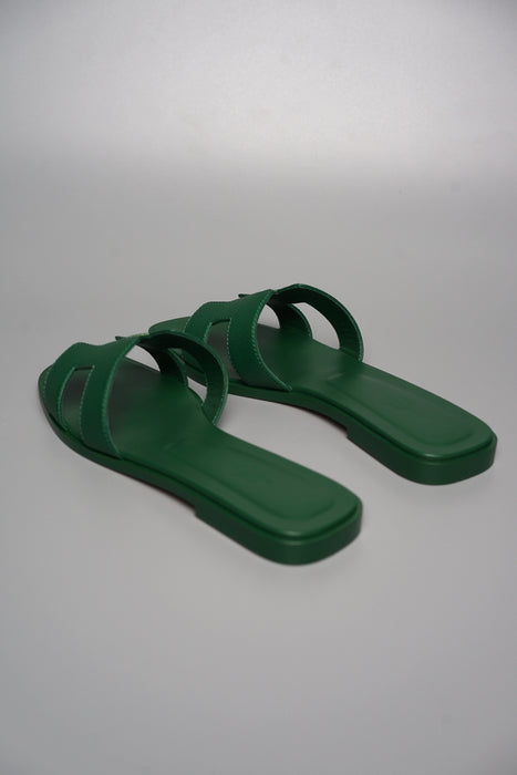 Hermes Oran Sandals in Green Size 38 (Brand New)