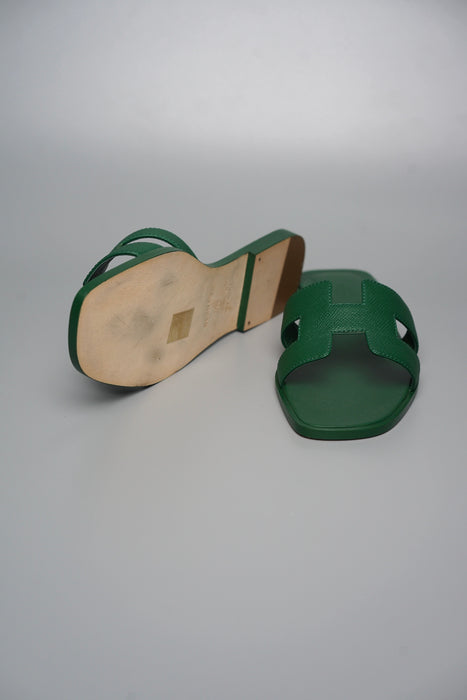 Hermes Oran Sandals in Green Size 38 (Brand New)