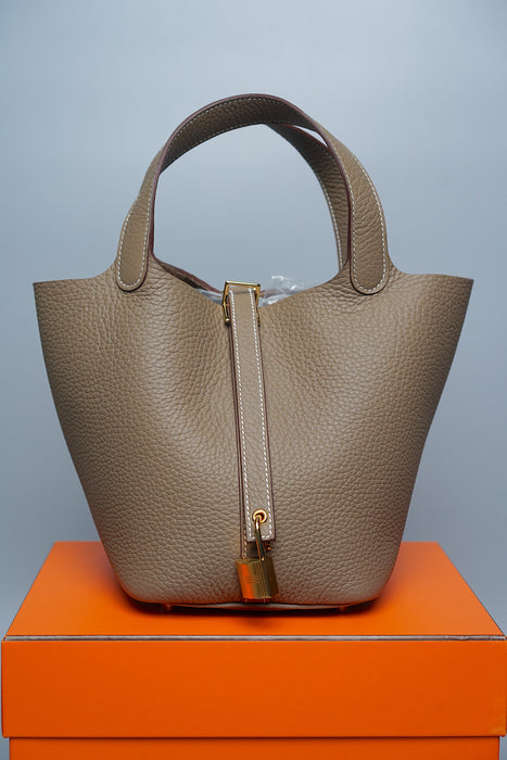 Hermes Picotin 18 in Etoupe Ghw (Brand New)