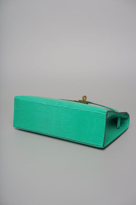 Hermes Kelly Pochette in Menthe Lizard Ghw (Brand New)